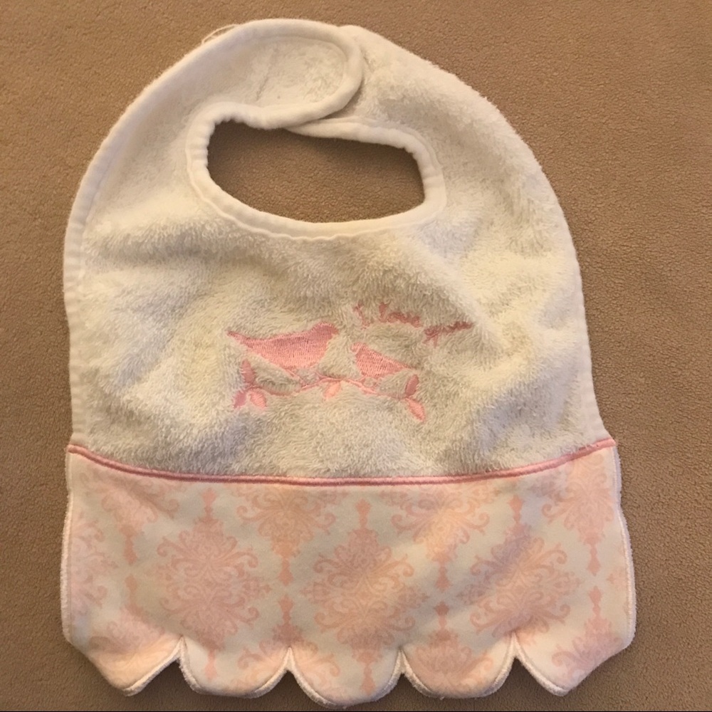 🎈5/$5 Pink & White Terrycloth Bird Bib